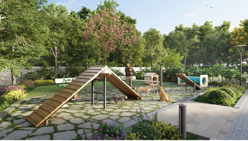 Pet park with agility ramps at Srijan Orizon